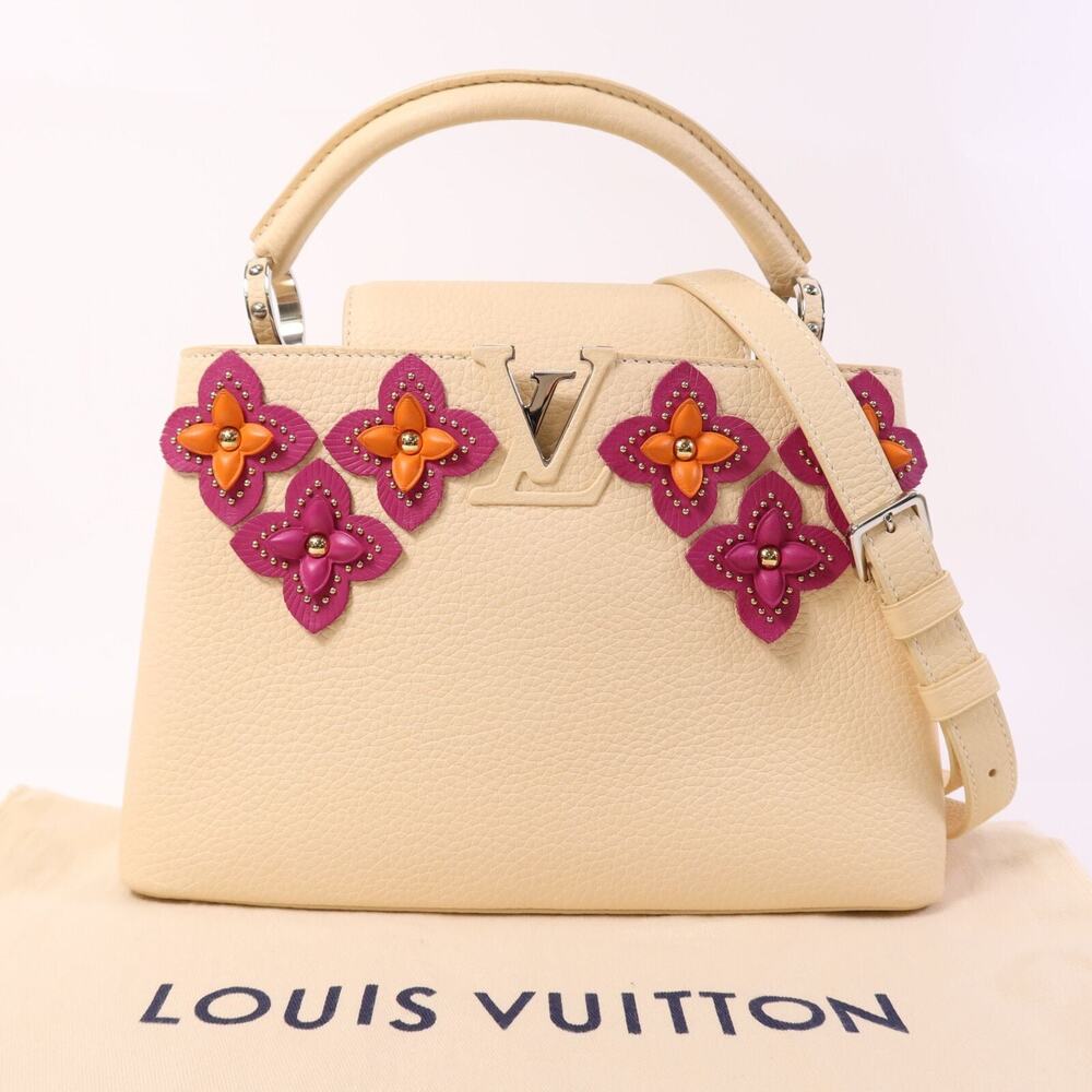 ✨🛍️ Louis Vuitton Taurillon Leather Mechanical Flowers Capucines BB - Dune